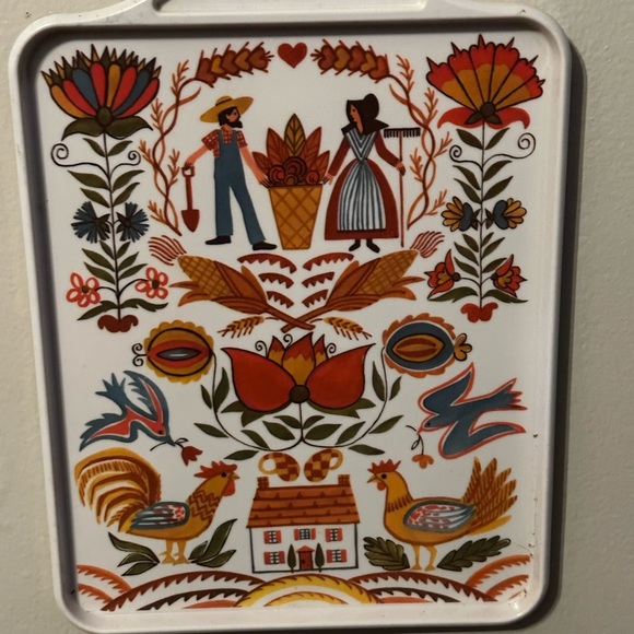 Vintage Country Cutting Board Melamine Hen Rooster Brookpark - Picture 3 of 7